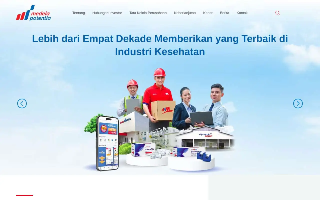 Tampilan website resmi Medela Potentia (medela-potentia.com)