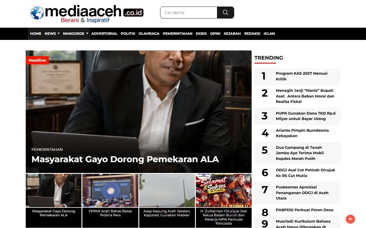 Tampilan website resmi Mediaaceh (mediaaceh.co.id)