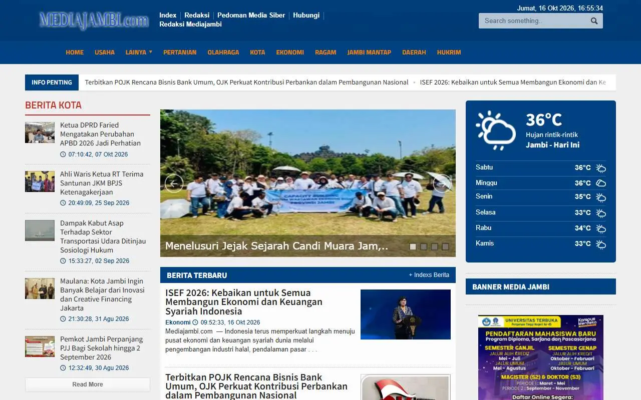 Tampilan website resmi Mediajambi (mediajambi.com)