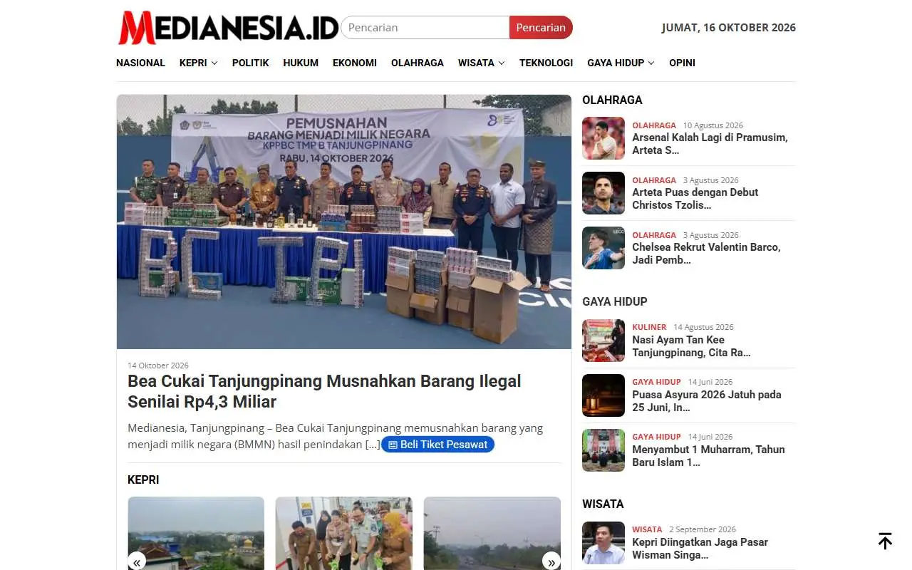 Tampilan website resmi Medianesia (medianesia.id)