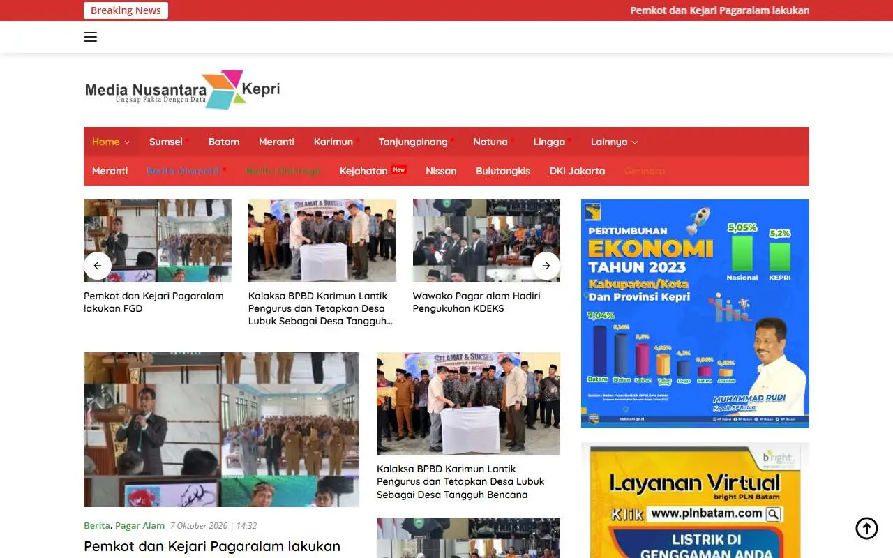 Tampilan website resmi Medianusantarakepri (medianusantarakepri.com)