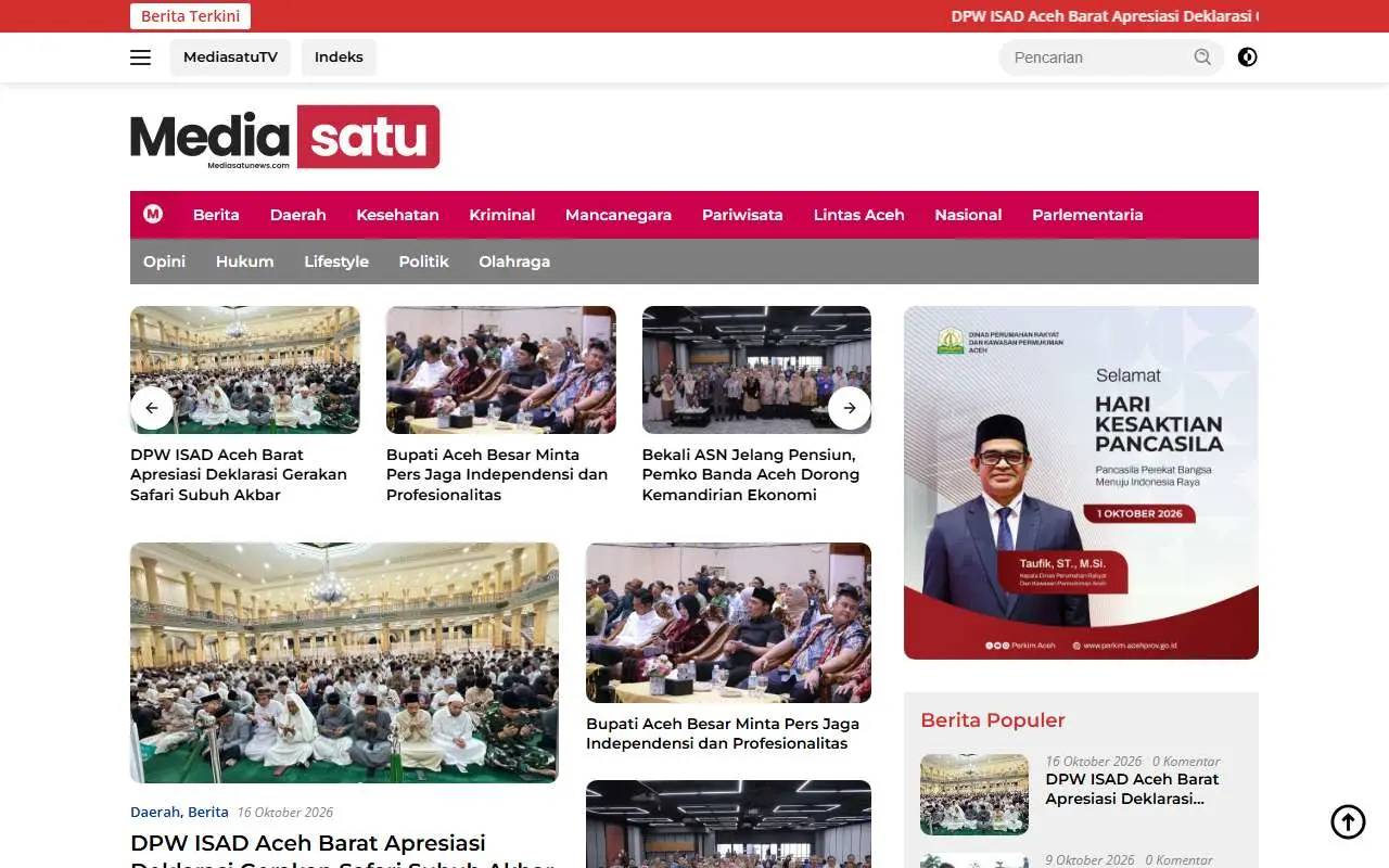 Tampilan website resmi Mediasatunews (mediasatunews.com)