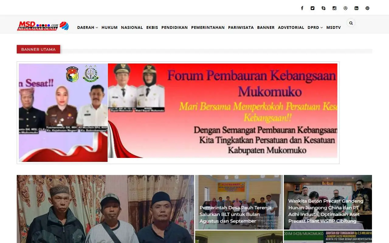 Tampilan website resmi Media Sinar Dunia (mediasinardunia.com)