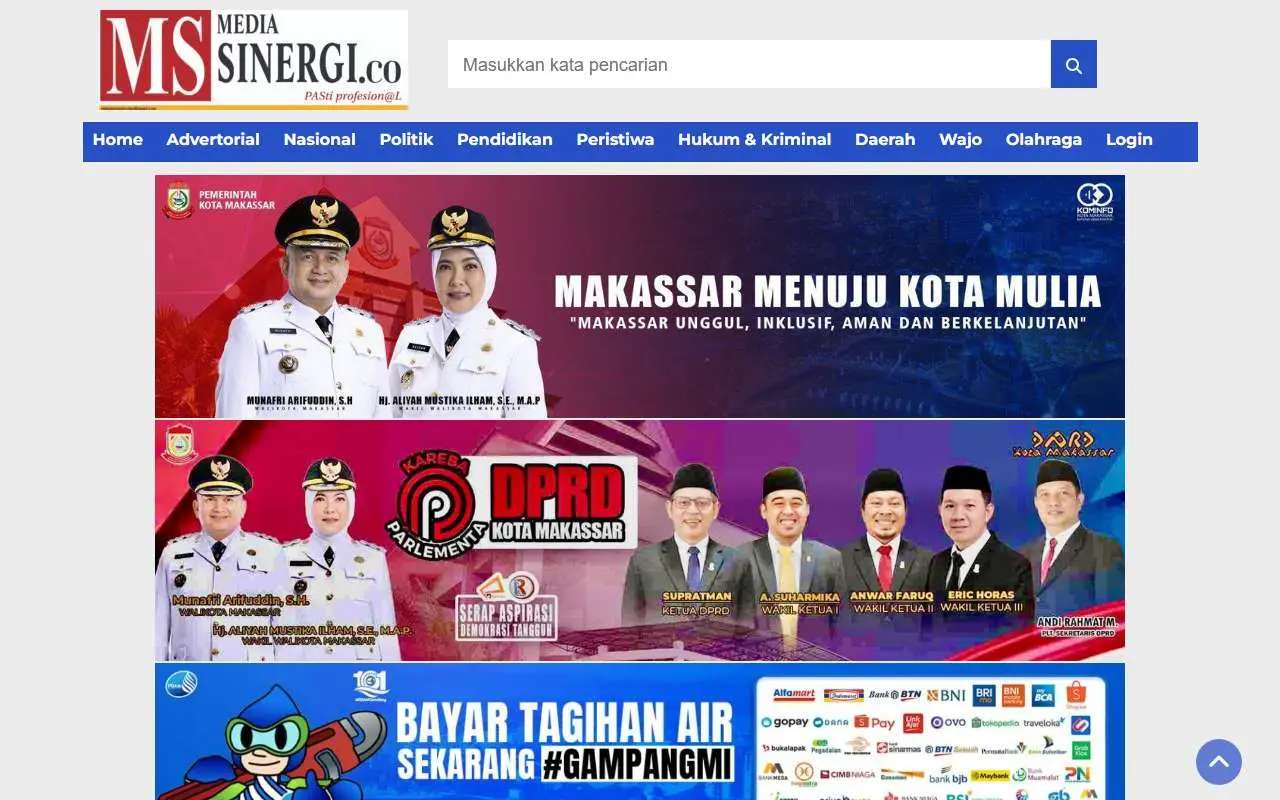 Tampilan website resmi Media Sinergi (mediasinergi.co)