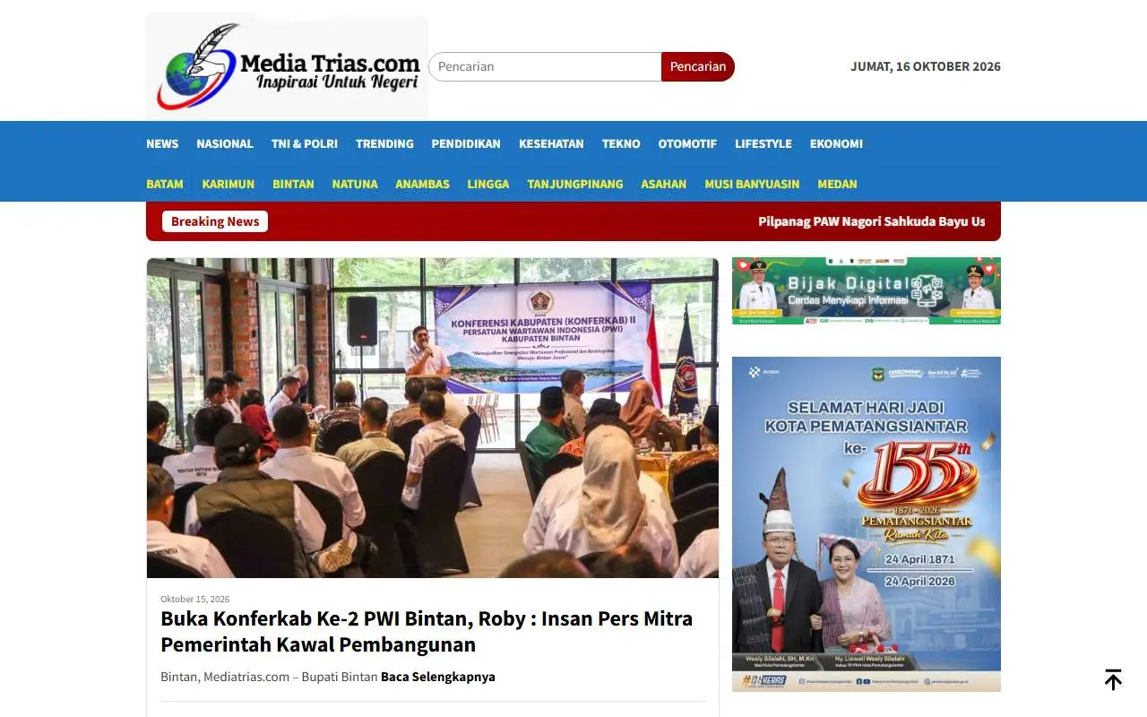 Tampilan website resmi Media Trias (mediatrias.com)