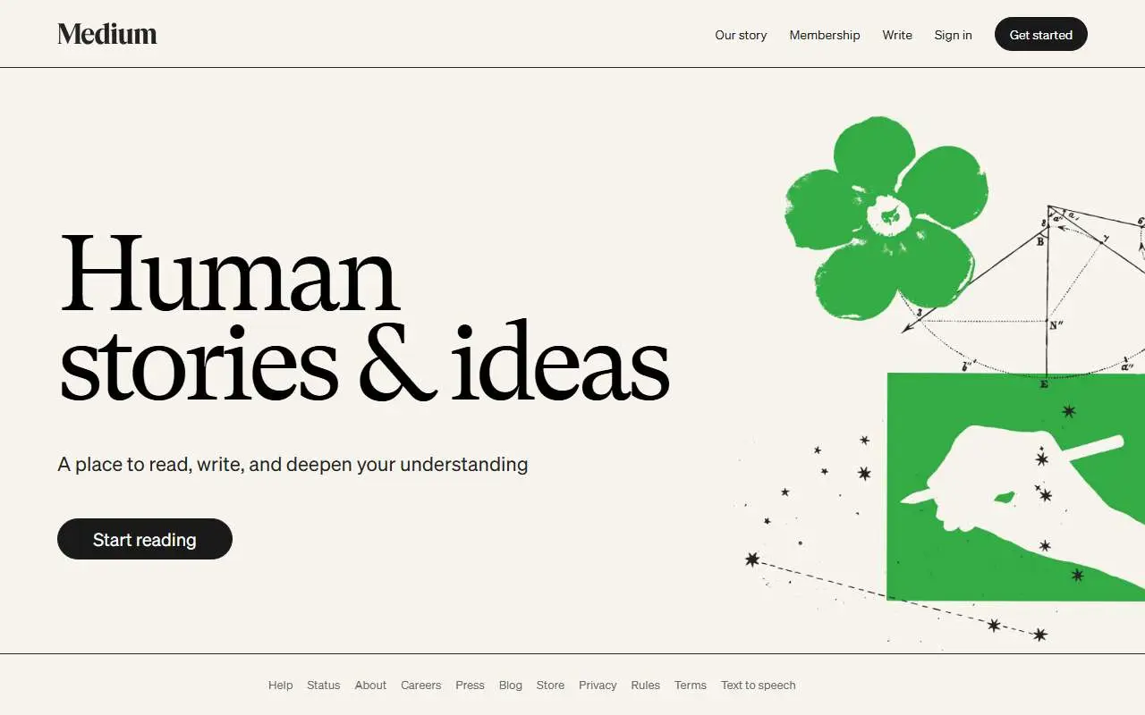 Tampilan website resmi Medium (medium.com)
