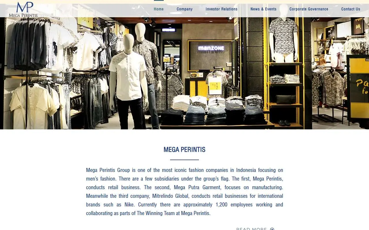 Tampilan website resmi Mega Perintis (megaperintis.co.id)