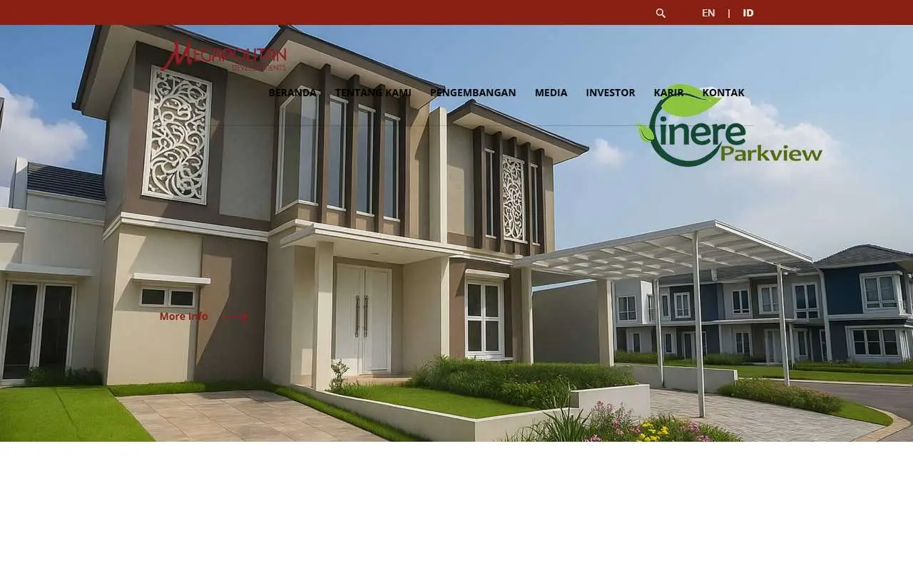 Tampilan website resmi Megapolitan Developments (megapolitan-group.com)