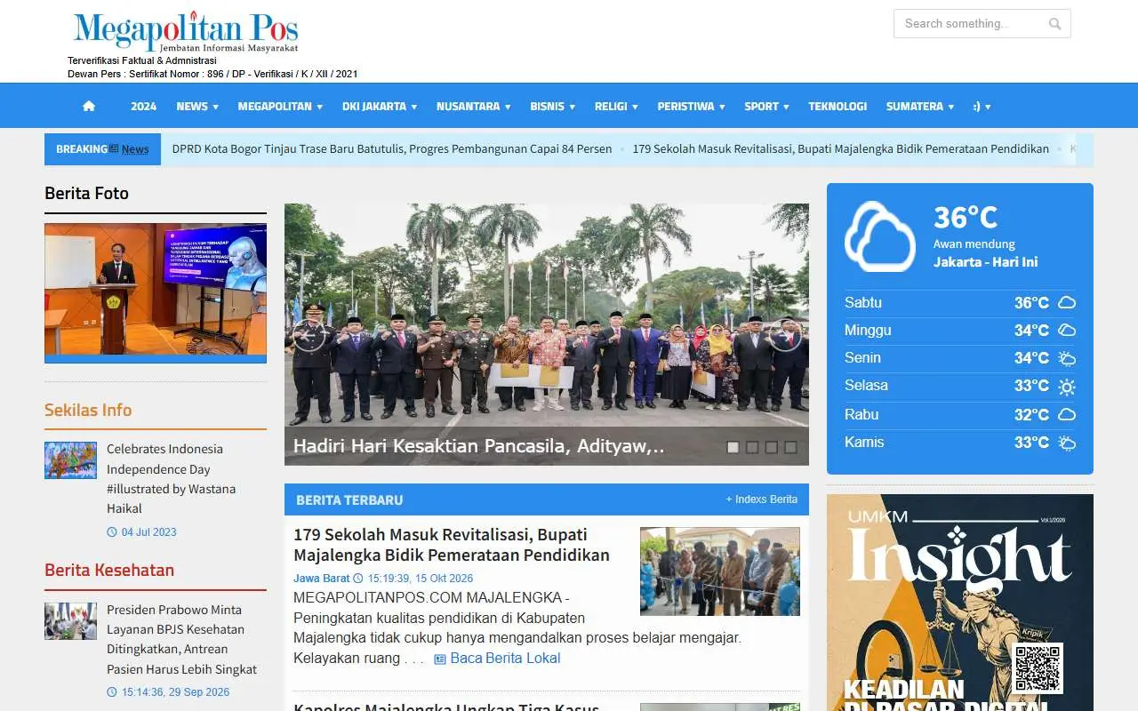 Tampilan website resmi Megapolitan Pos (megapolitanpos.com)
