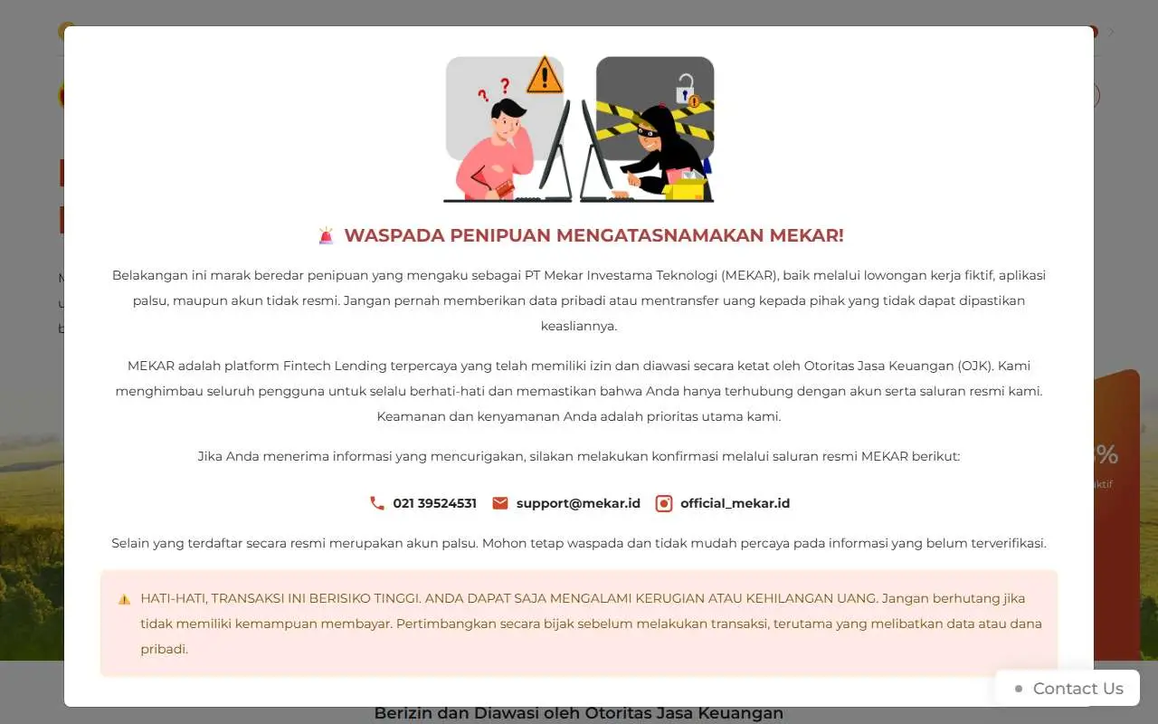 Tampilan website resmi Mekar (mekar.id)