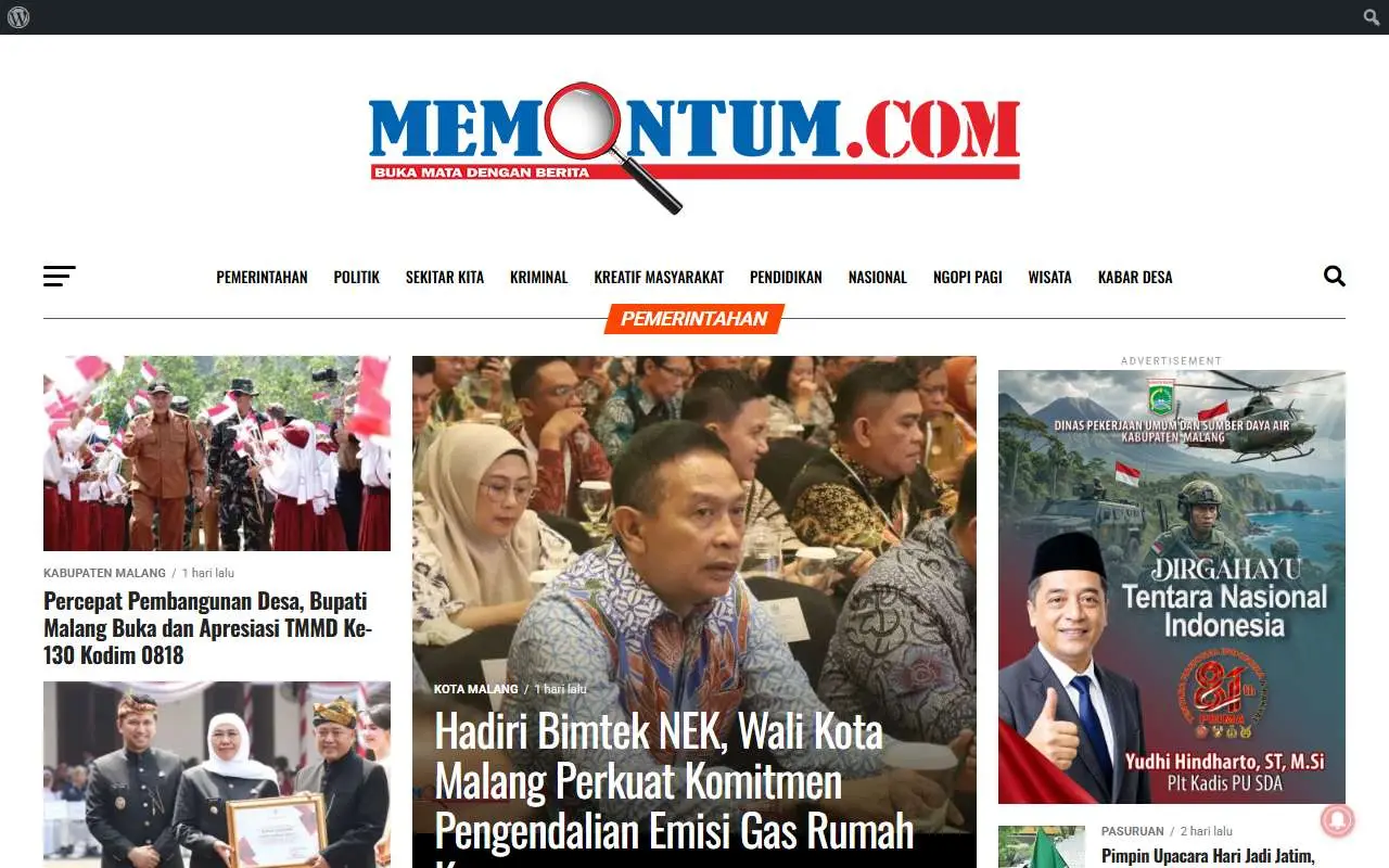 Tampilan website resmi Memontum (memontum.com)