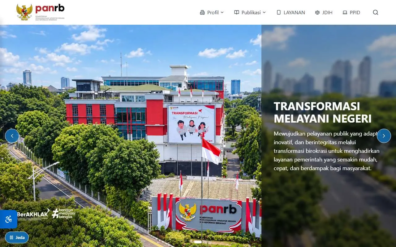Tampilan website resmi Kementerian PANRB (menpan.go.id)