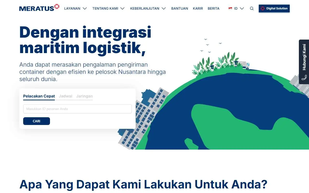 Tampilan website resmi Meratus Line (meratus.com)