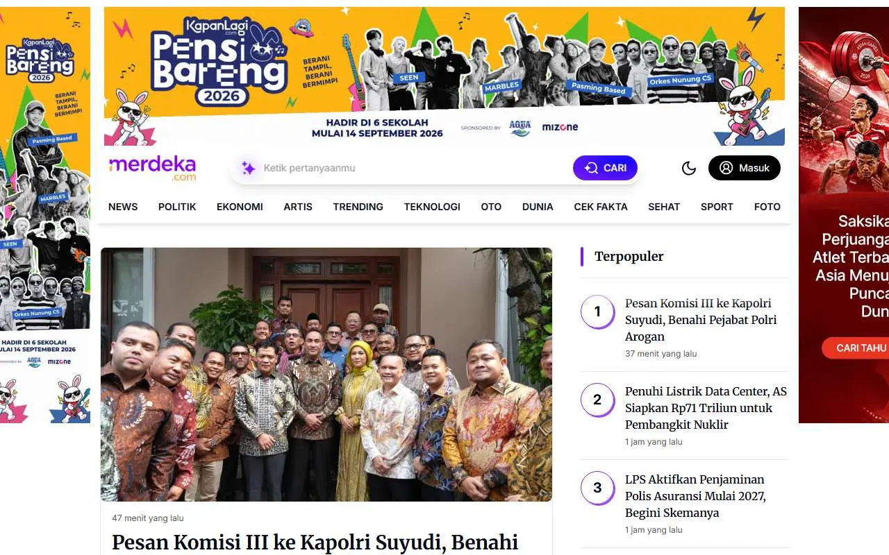 Tampilan website resmi Merdeka.com (merdeka.com)