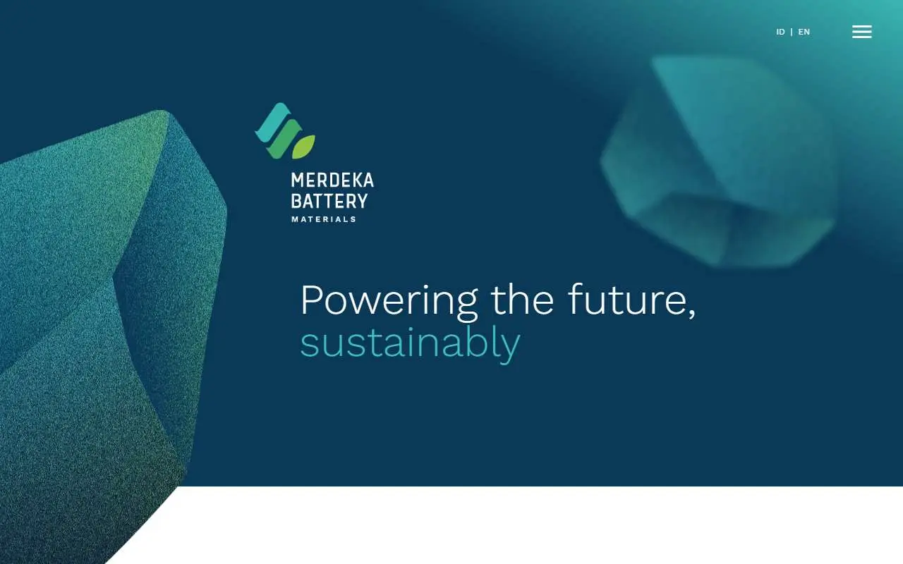 Tampilan website resmi Merdeka Battery Materials (merdekabattery.com)