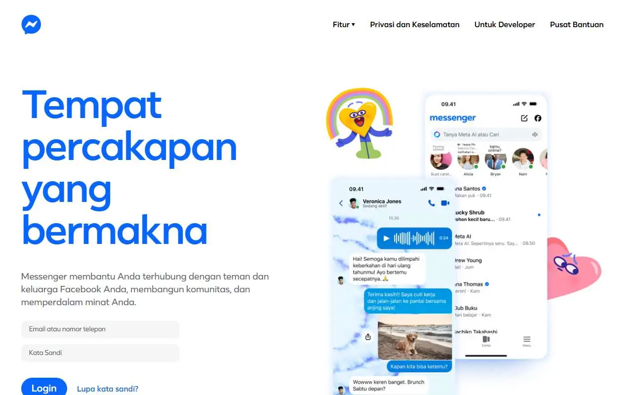 Tampilan website resmi Messenger (messenger.com)