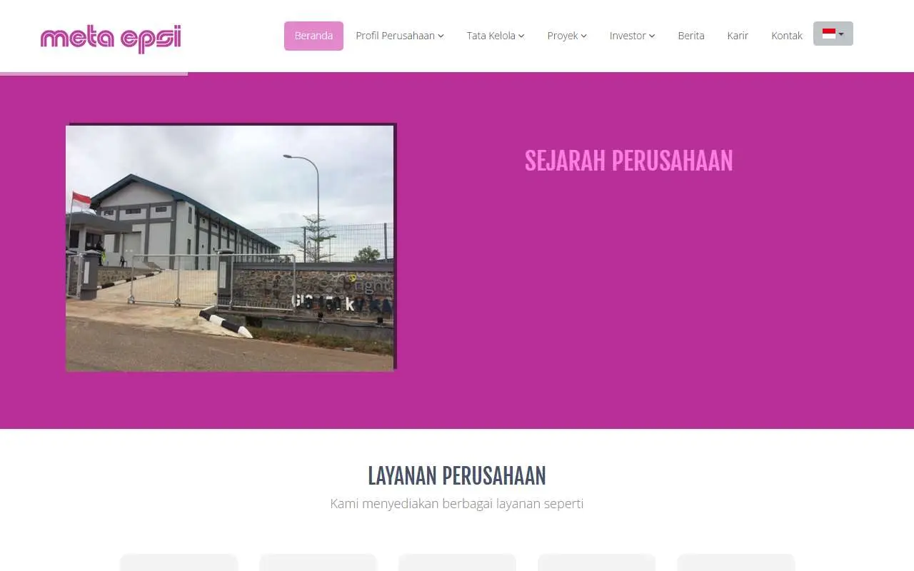 Tampilan website resmi Meta Epsi (metaepsi.com)