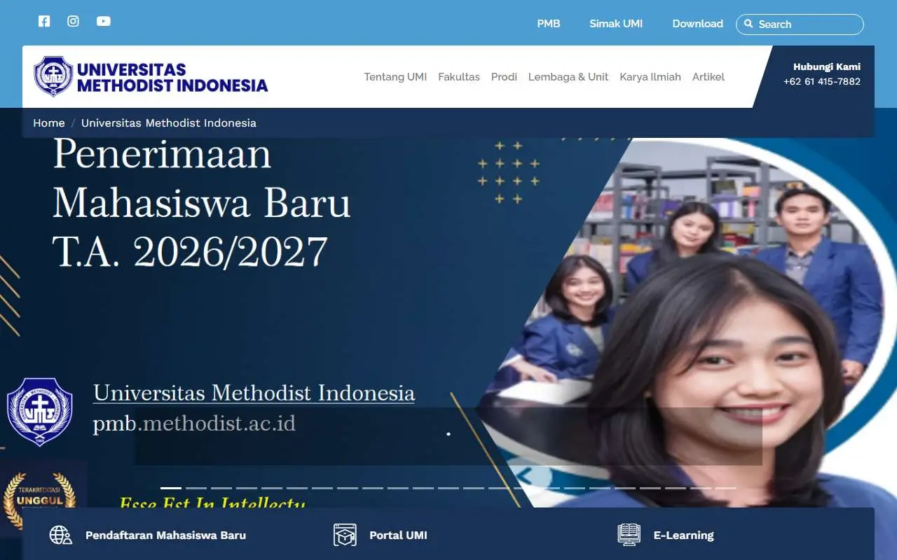 Tampilan website resmi Universitas Methodist Indonesia (methodist.ac.id)