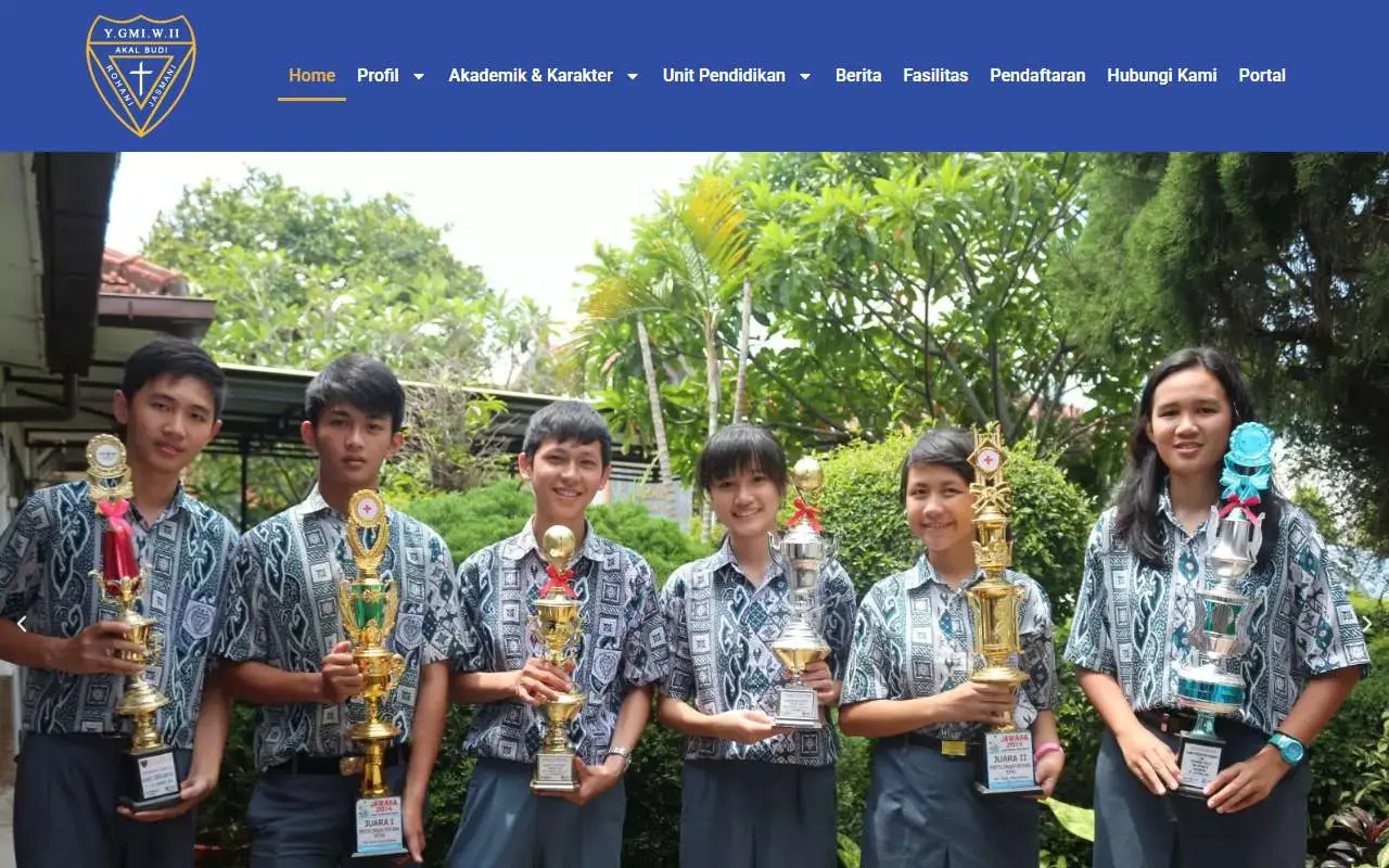 Tampilan website resmi METHODIST 01 PALEMBANG elementary school (methodist1.sch.id)
