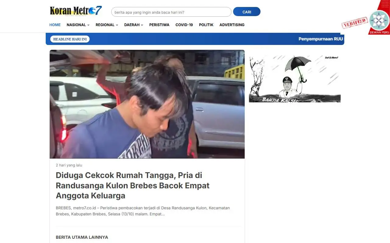 Tampilan website resmi Metro7 (metro7.co.id)