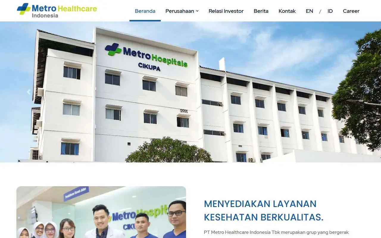 Tampilan website resmi Metro Healthcare Indonesia (metrohealthcareindonesia.co.id)