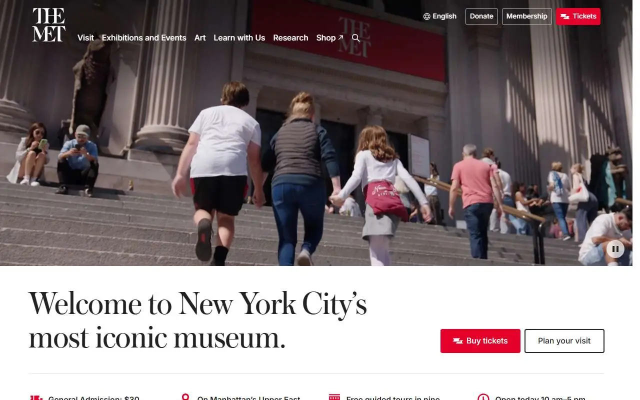 Tampilan website resmi Metropolitan Museum of Art (metmuseum.org)
