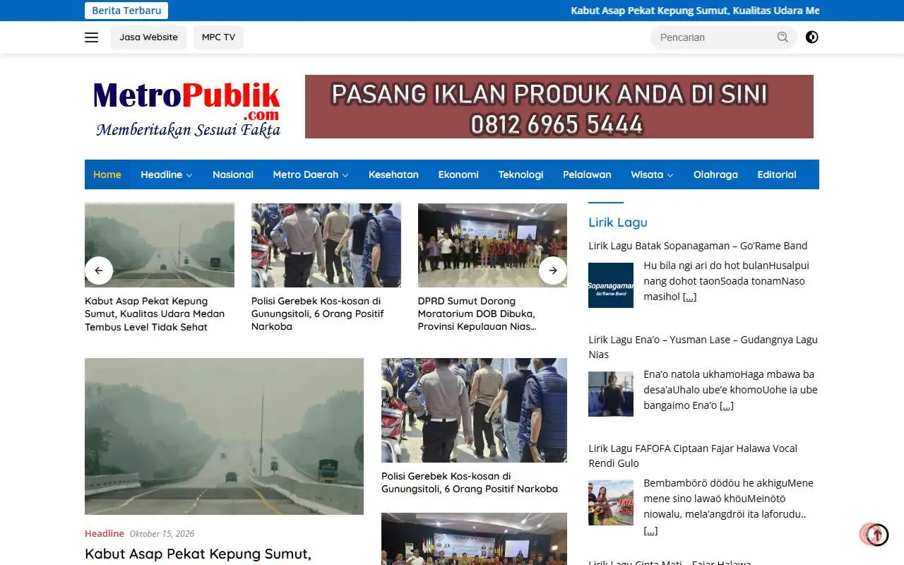 Tampilan website resmi Metropublik (metropublik.com)