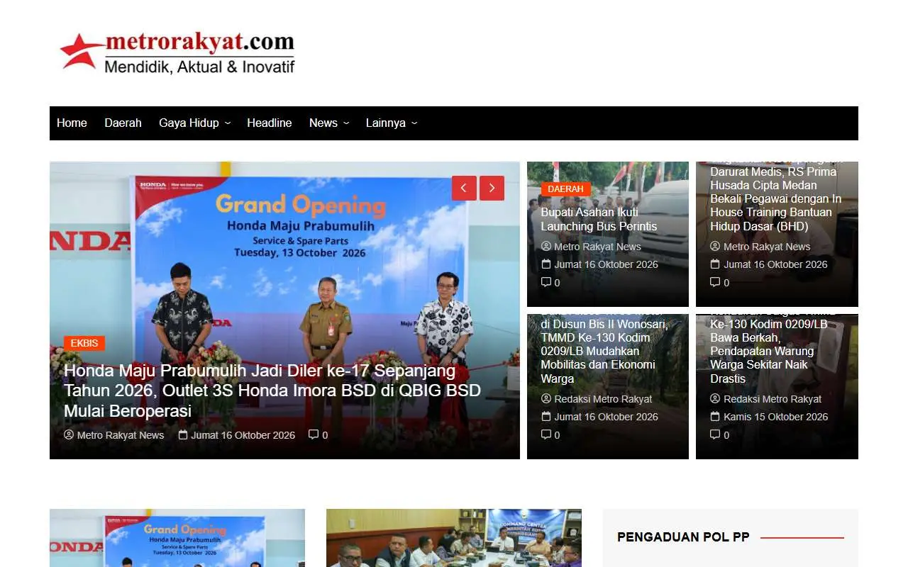 Tampilan website resmi Metro Rakyat (metrorakyat.com)