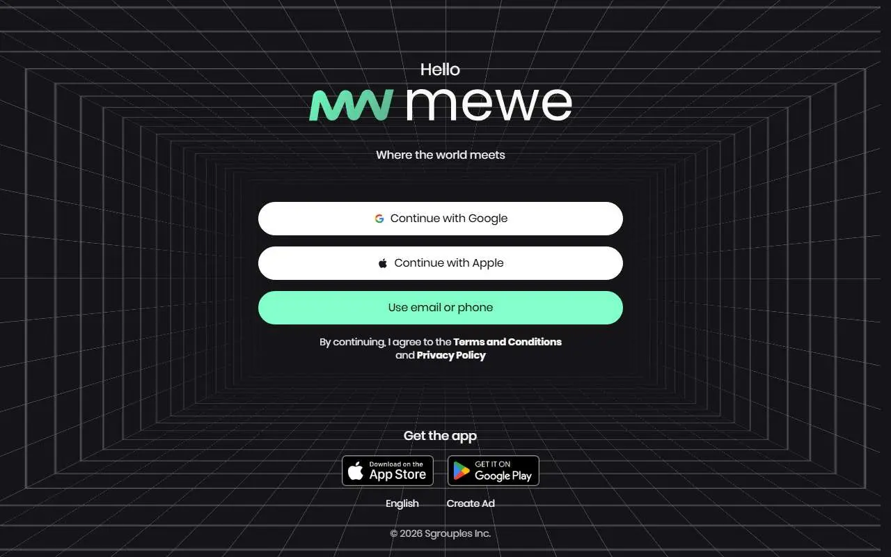 Tampilan website resmi MeWe (mewe.com)