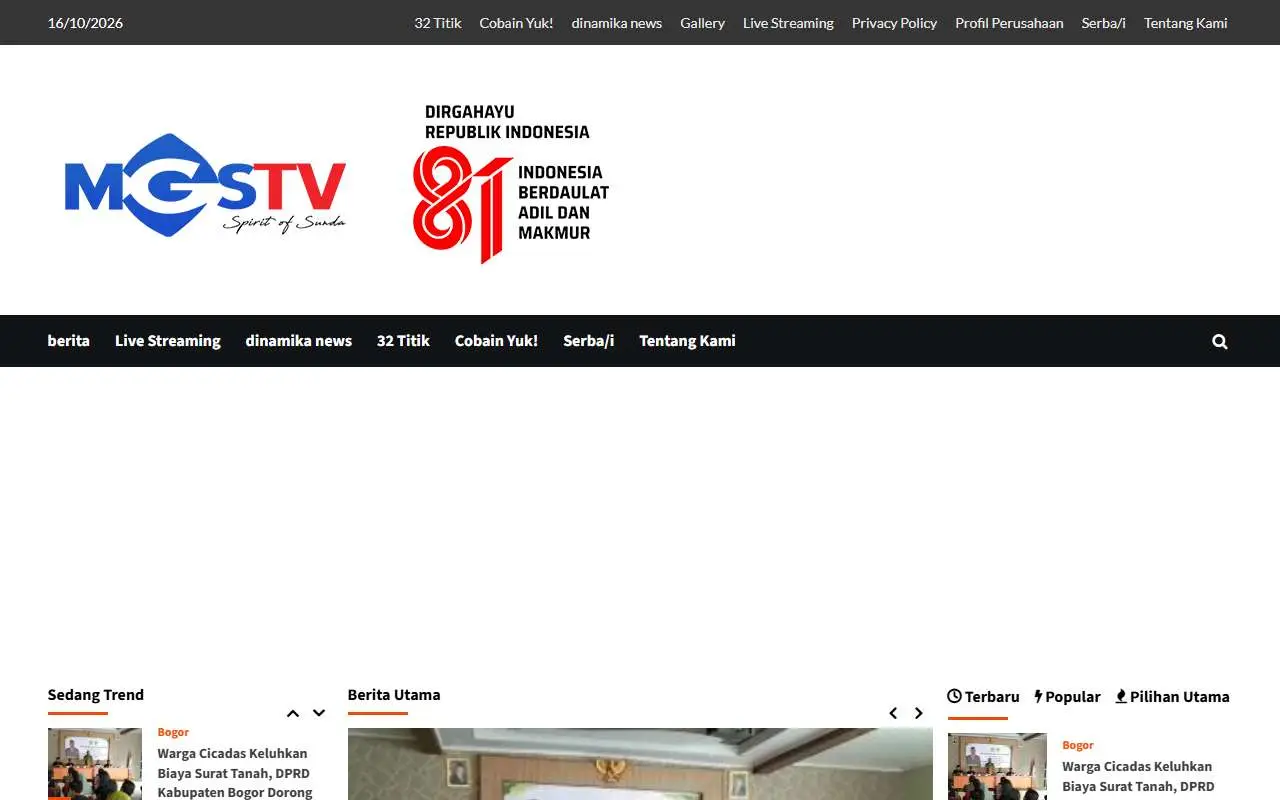 Tampilan website resmi MGS TV (mgstv.co.id)