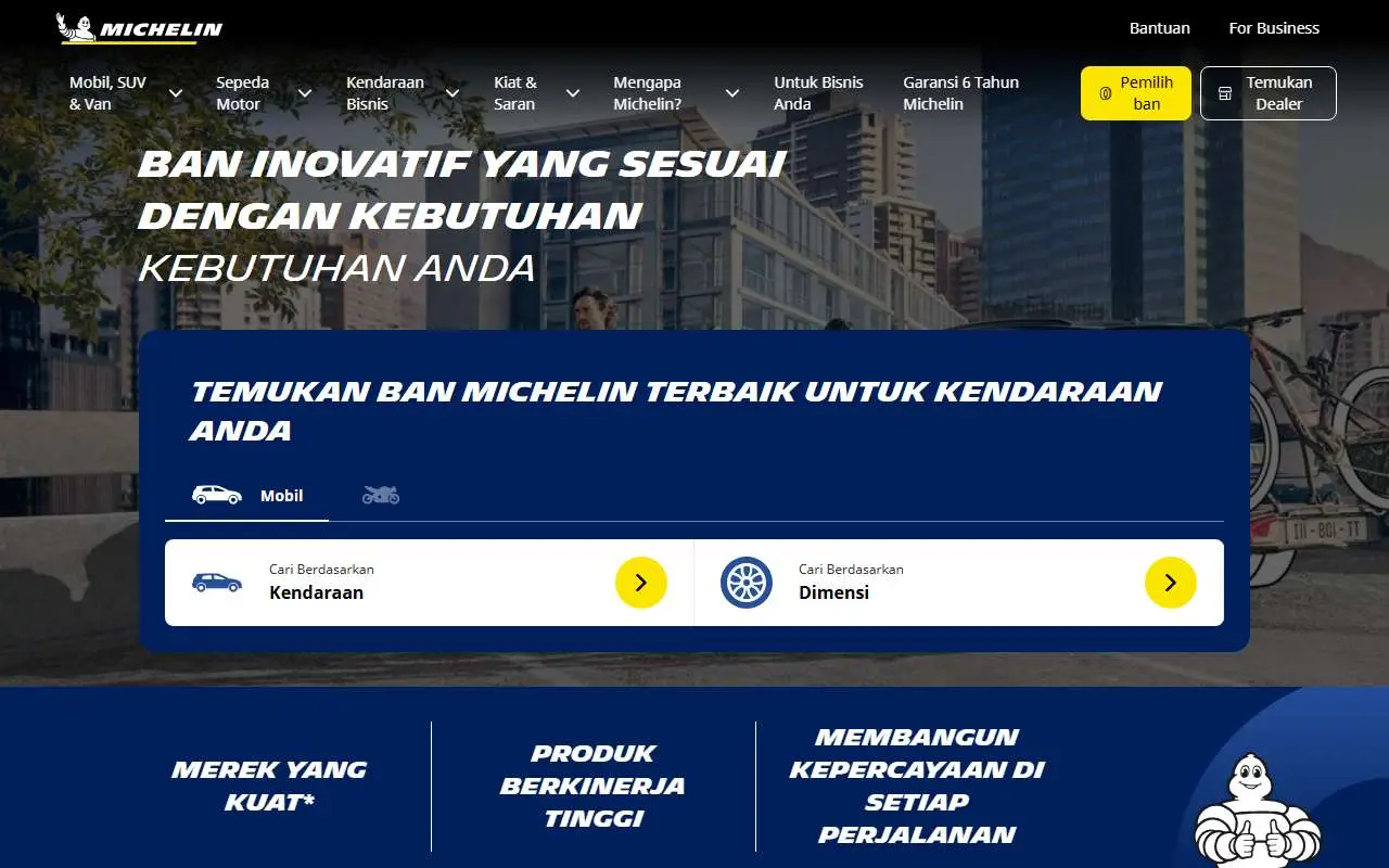 Tampilan website resmi Michelin Indonesia (michelin.co.id)