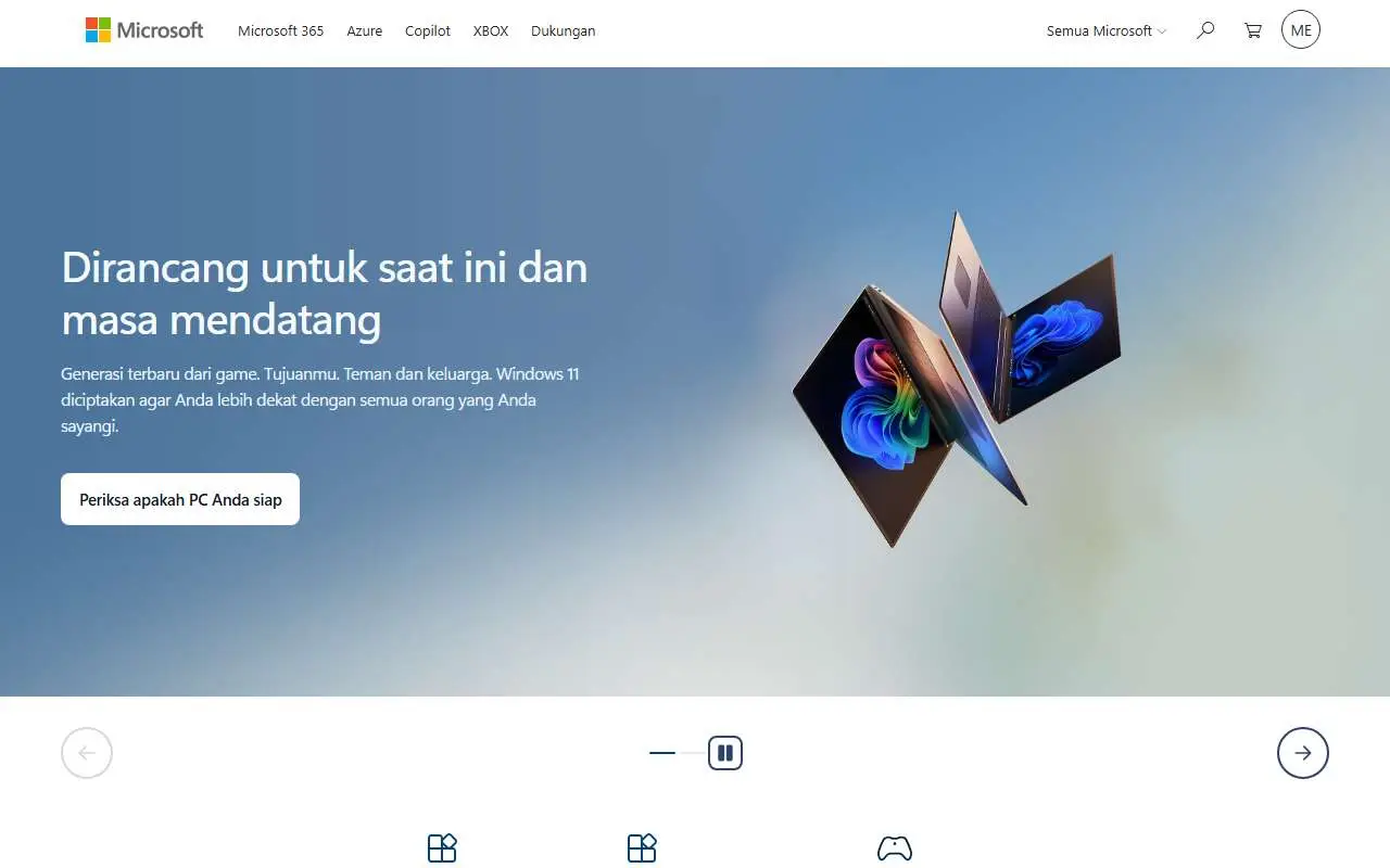 Tampilan website resmi Microsoft (microsoft.com)