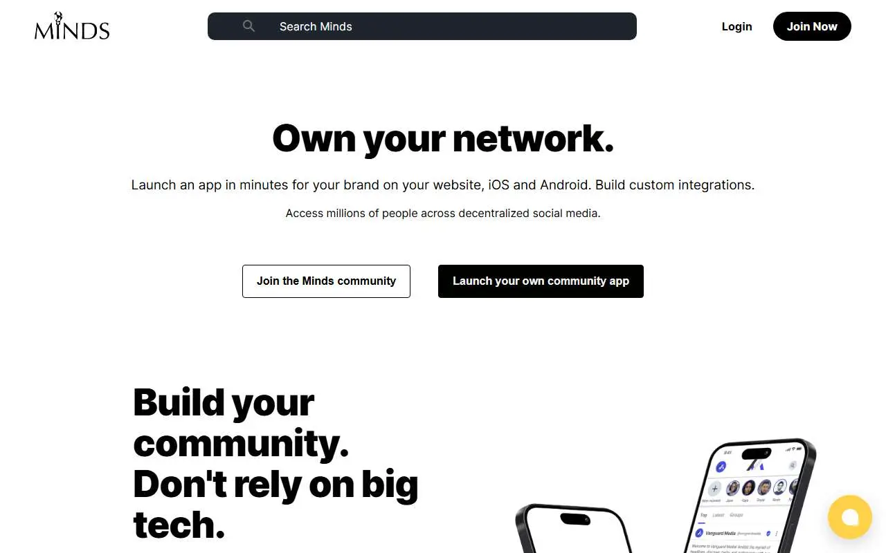 Tampilan website resmi Minds (minds.com)