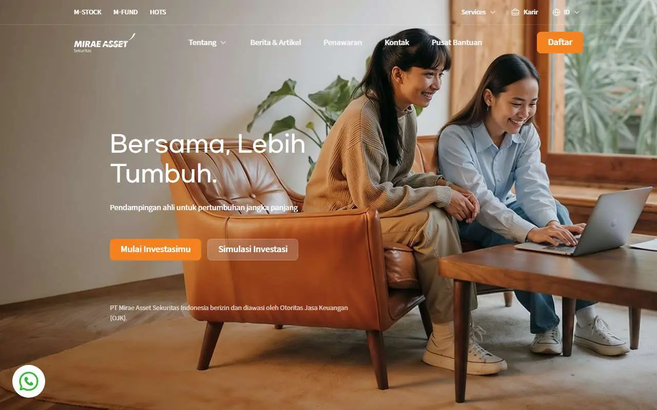 Tampilan website resmi Mirae Asset Sekuritas (miraeasset.co.id)