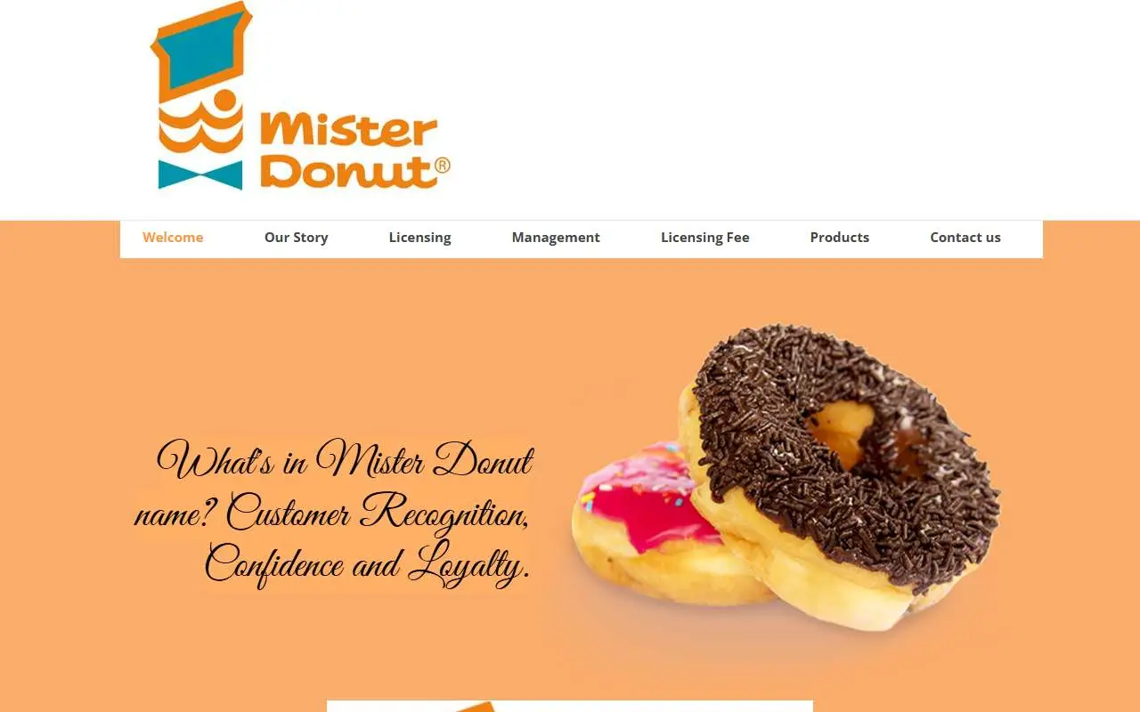Tampilan website resmi Mister Donut (mister-donut.com)