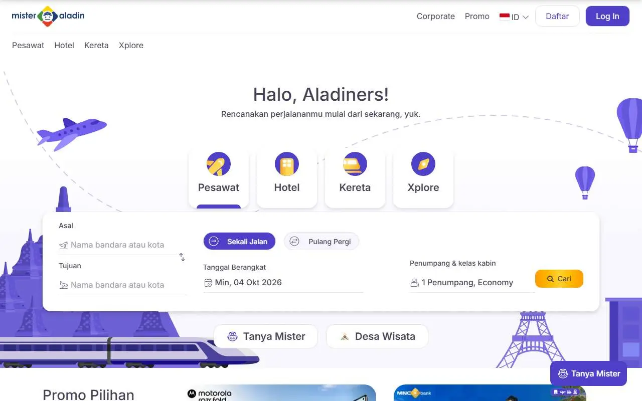Tampilan website resmi Mister Aladin (misteraladin.com)