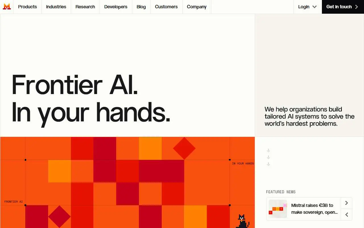 Tampilan website resmi Mistral AI (mistral.ai)