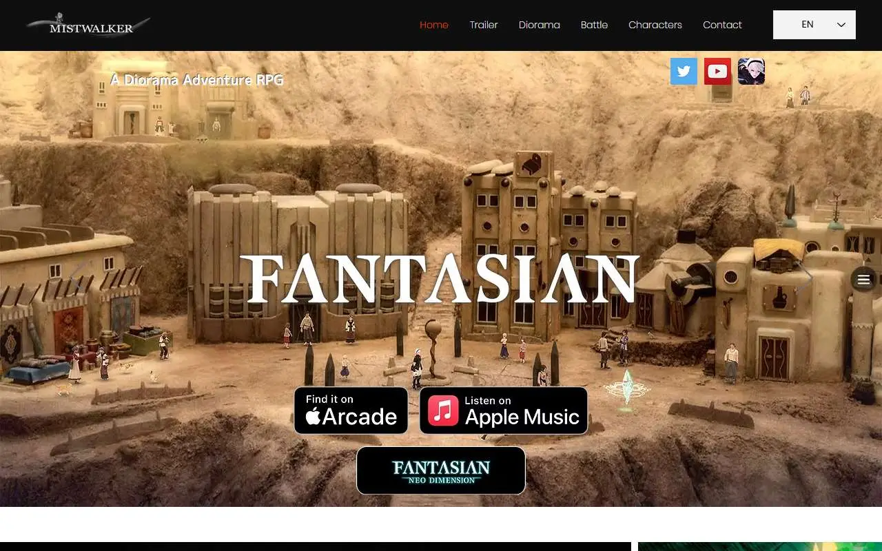 Tampilan website resmi Mistwalker (mistwalkercorp.com)