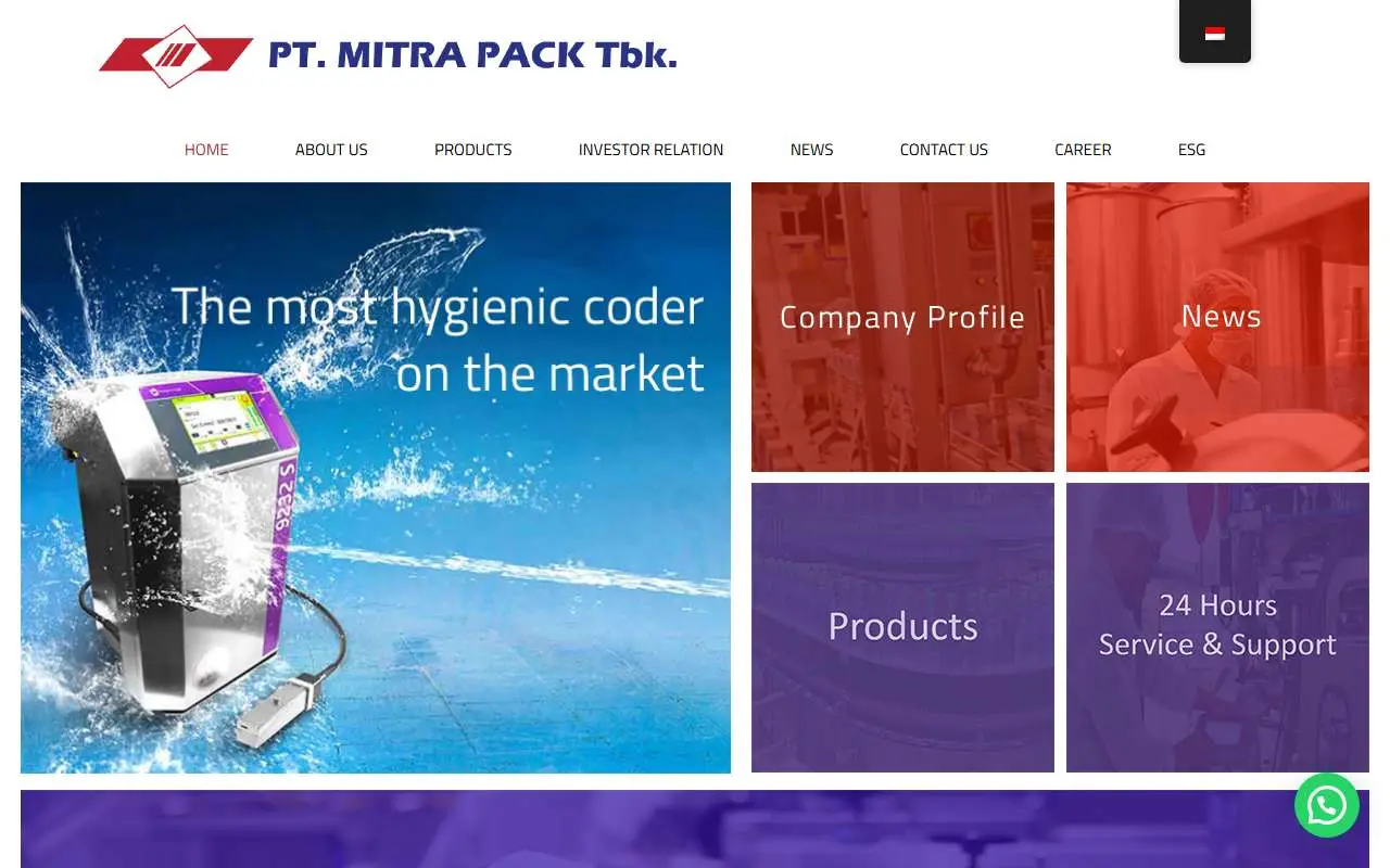 Tampilan website resmi Mitra Pack (mitrapack.co.id)