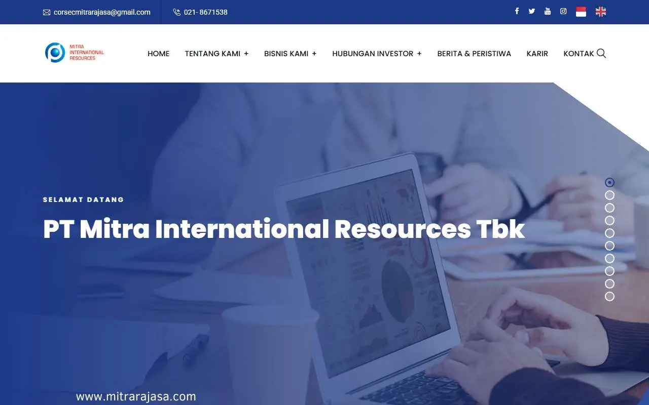 Tampilan website resmi Mitra International Resources (mitrarajasa.com)