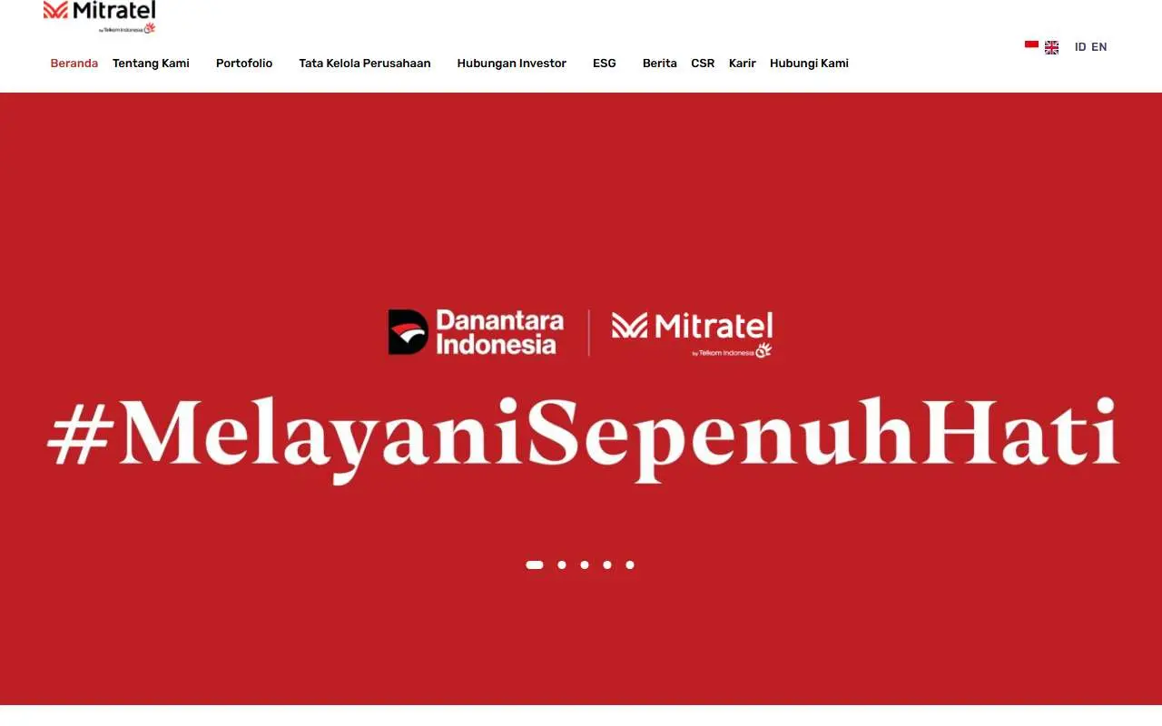 Tampilan website resmi Mitratel (mitratel.co.id)