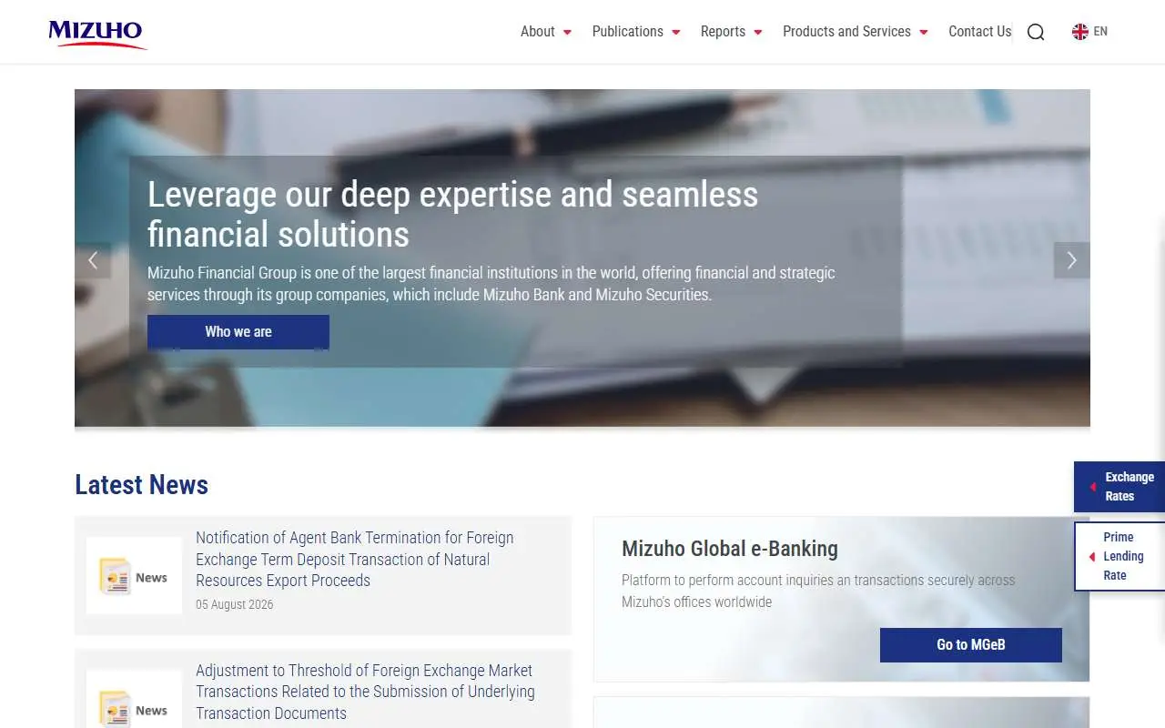 Tampilan website resmi Bank Mizuho Indonesia (mizuhobank.co.id)