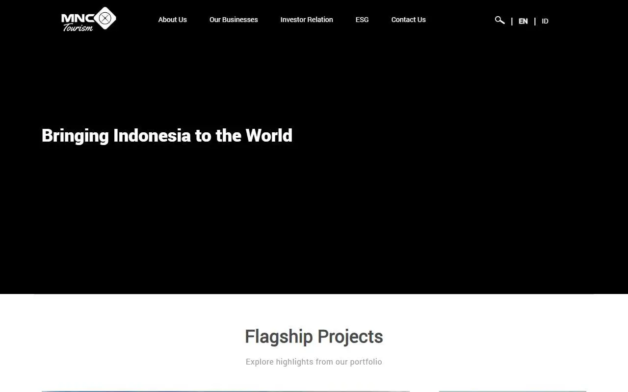 Tampilan website resmi MNC Tourism Indonesia (MNC Land) (mnctourismindonesia.com)