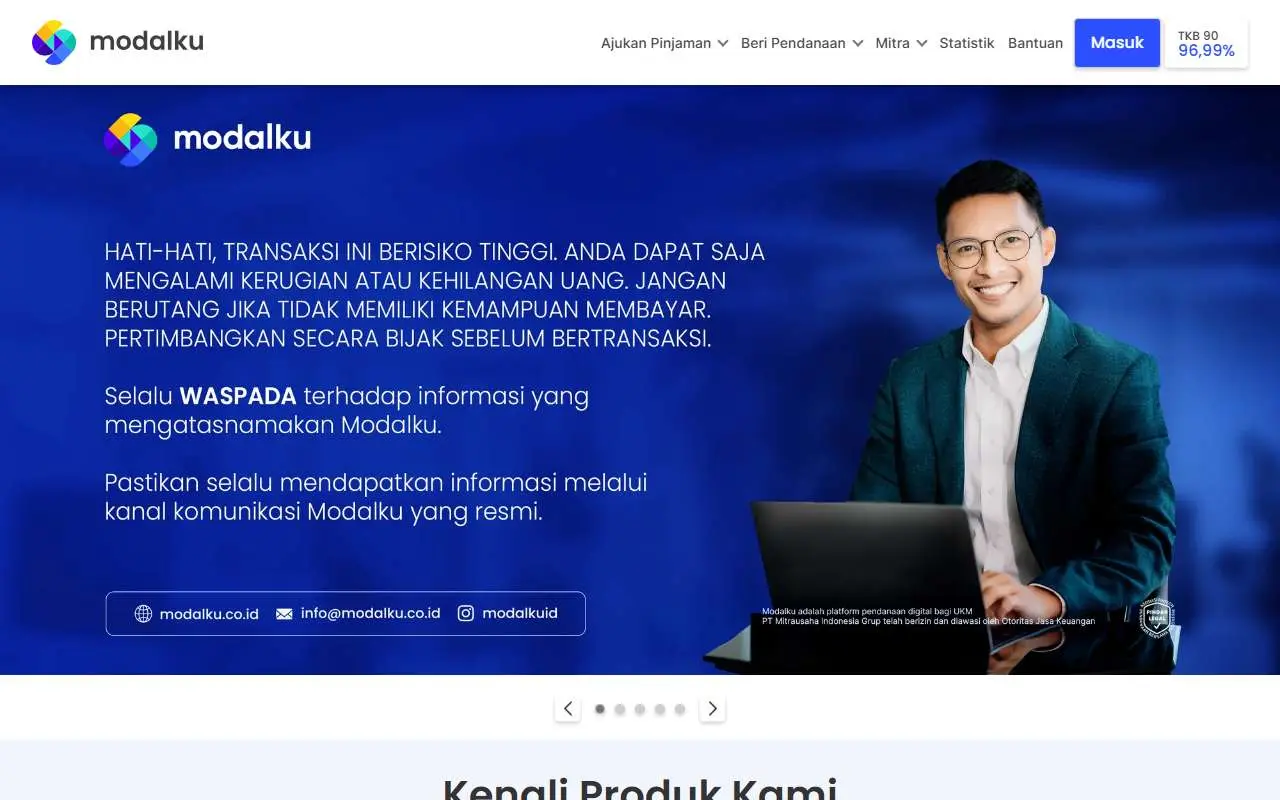 Tampilan website resmi Modalku (modalku.co.id)