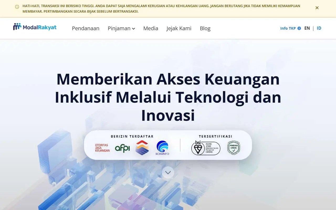 Tampilan website resmi Modal Rakyat (modalrakyat.id)