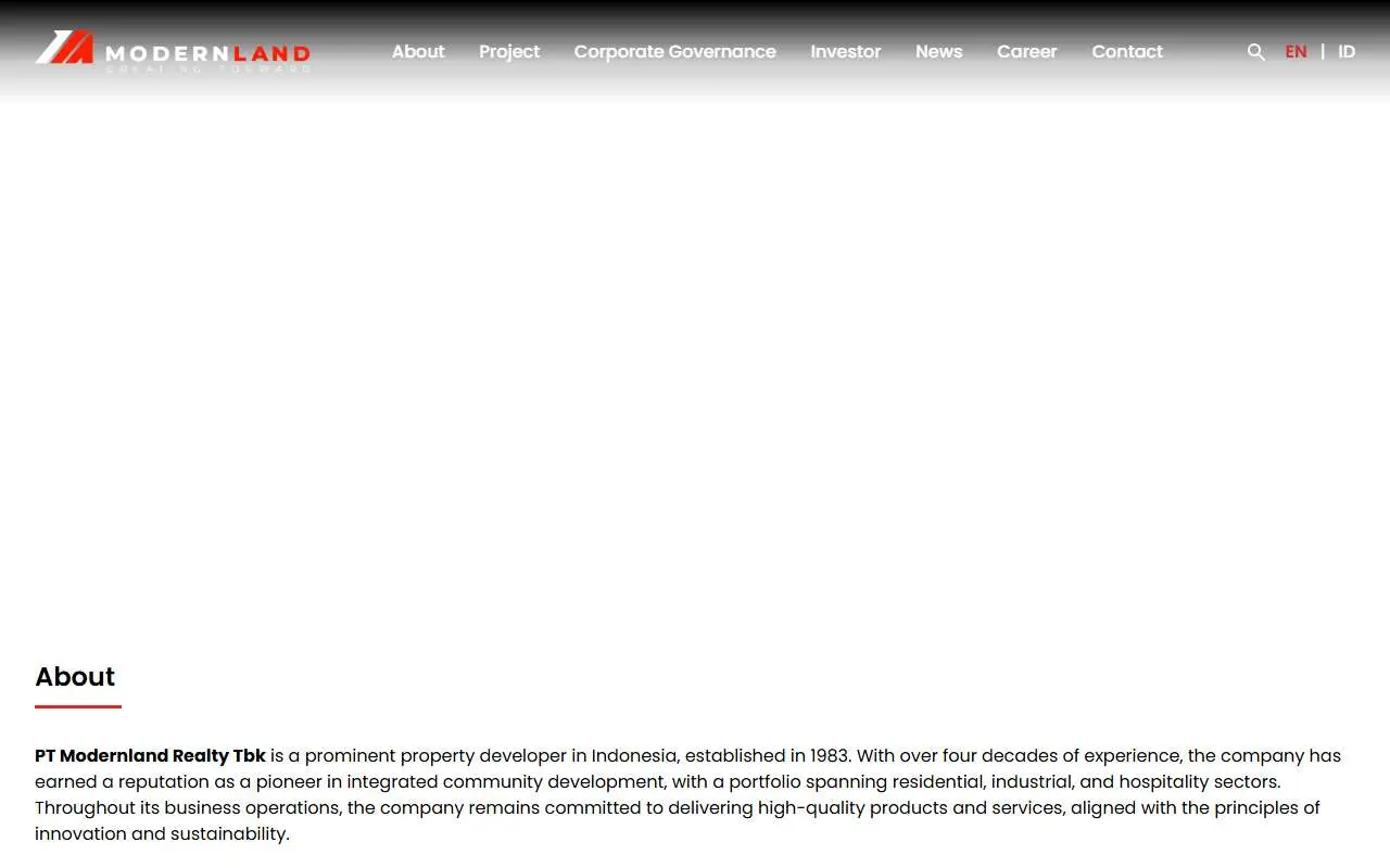Tampilan website resmi Modernland Realty (modernland.co.id)