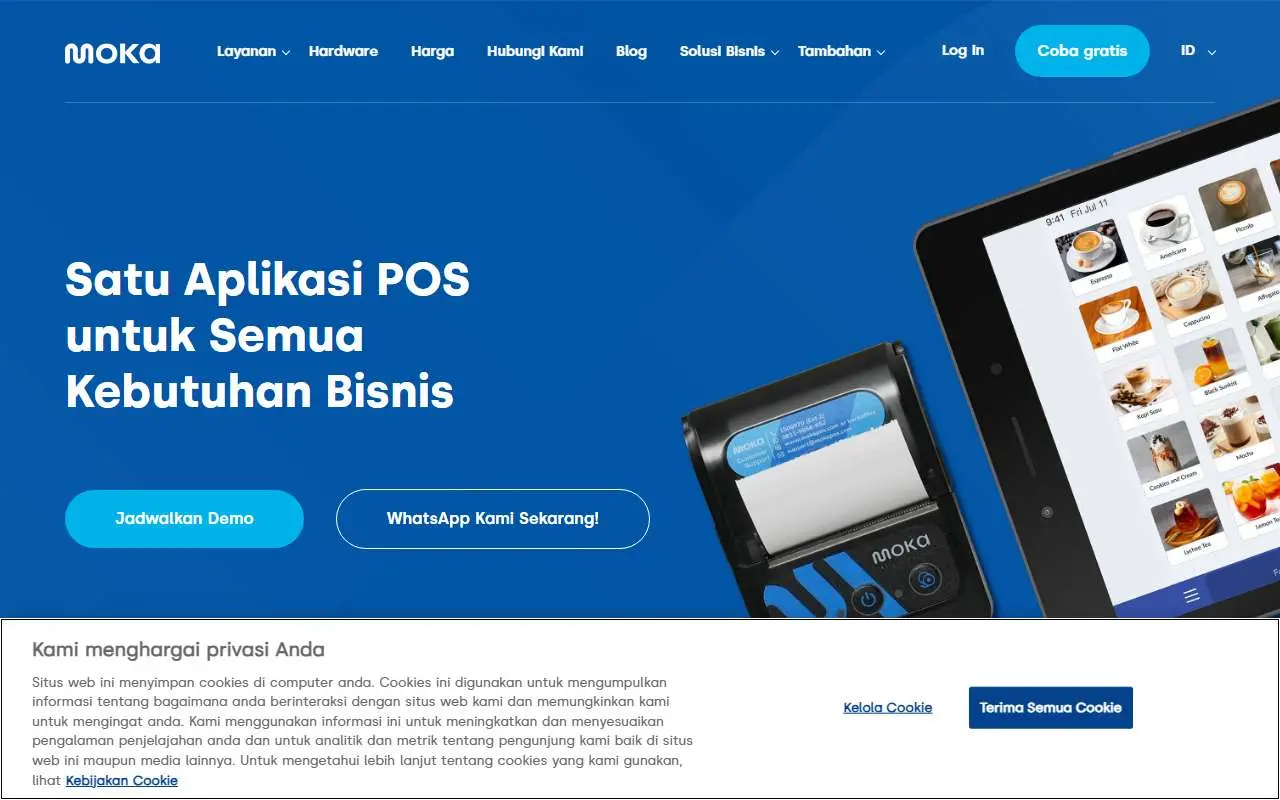 Tampilan website resmi Moka POS (mokapos.com)