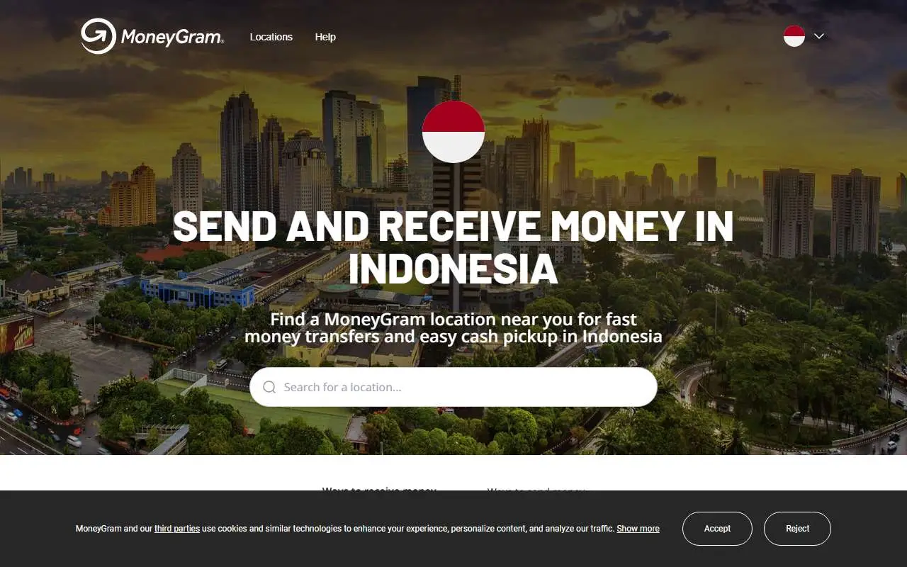 Tampilan website resmi MoneyGram (moneygram.com)