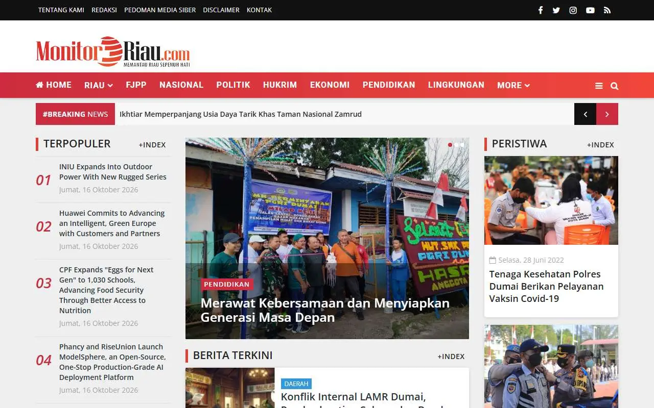 Tampilan website resmi Monitor Riau (monitorriau.com)