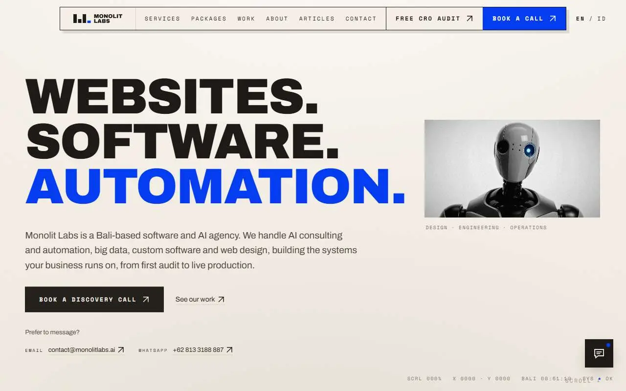Tampilan website resmi Monolit Labs (monolitlabs.ai)